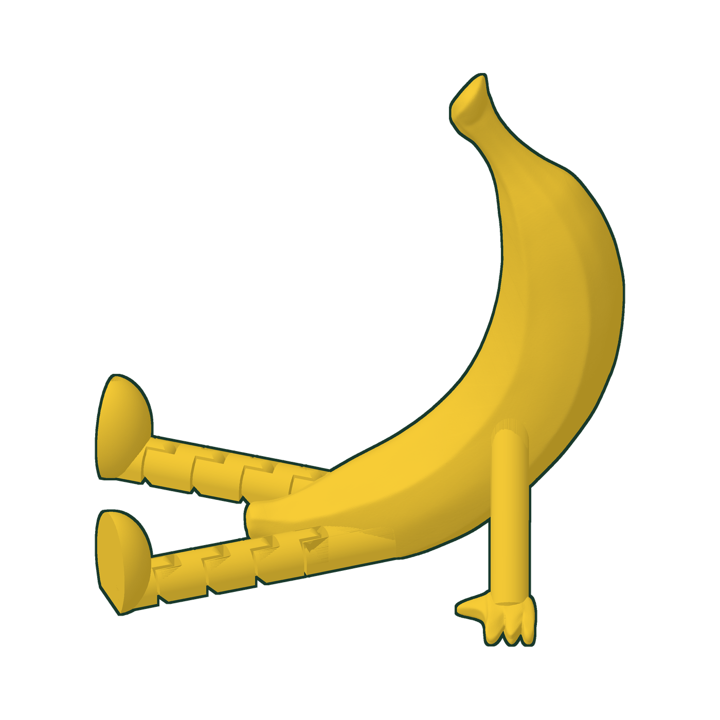 The articulated 3D-printed Traveling Banana with its arms and linked legs